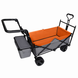 English Elm With Canopy and Steel Frame Collapsible Wagon All-terrain Heavy Duty Outdoor Cart W2932P326776