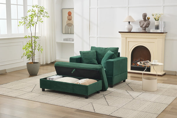 English Elm Chaise Lounge Chair With Removable Ottoman - Plush Modern Upholstered Sleeper For Living Spaces W1170P353051