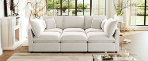 English Elm Swivel Barrel Accent Chair Chenille Tufted Round Club Seat for Living Room Lounge Beige N719S002300A