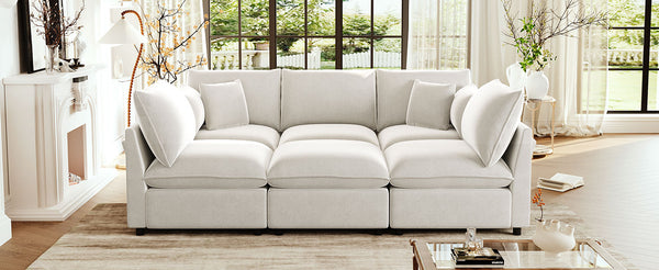 English Elm Swivel Barrel Accent Chair Chenille Tufted Round Club Seat for Living Room Lounge Beige N719S002300A