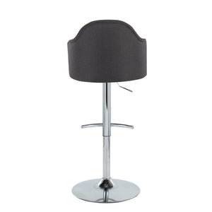 English Elm Ahoy Adjustable Barstools Set Of 2 In Charcoal Fabric & Chrome - Modern Comfort With Swivel Design B202S00733