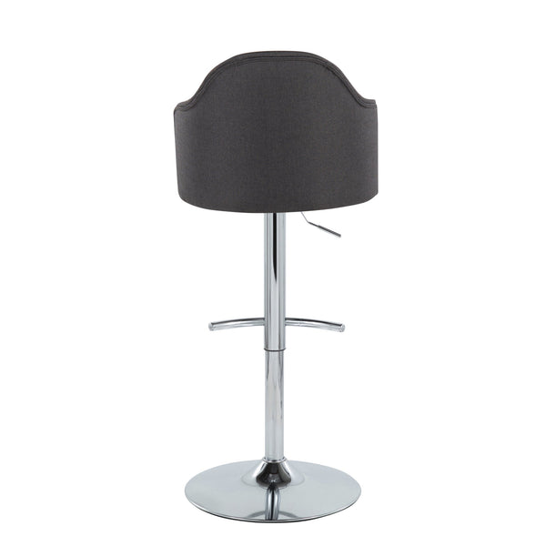 English Elm Ahoy Adjustable Barstools Set Of 2 In Charcoal Fabric & Chrome - Modern Comfort With Swivel Design B202S00733
