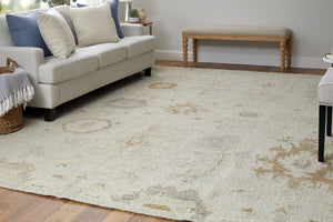 Feizy Rugs Grafton Hand-knotted Wool Rug - Luxurious Floral Design With Rich Afghan Heritage For Any Space Tan,Ivory,Orange Wool Gft69f9flsv000f99