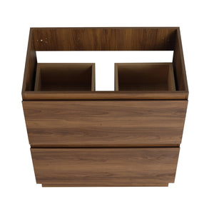 English Elm 30" Modern Bathroom Vanity With Undermount Sink, Double Drawer Storage & Waterproof Finish In Brown W1972S00007