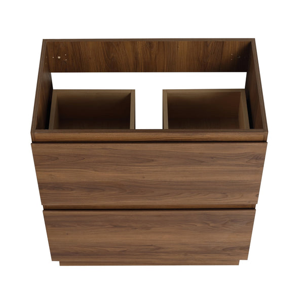 English Elm 30" Modern Bathroom Vanity With Undermount Sink, Double Drawer Storage & Waterproof Finish In Brown W1972S00007