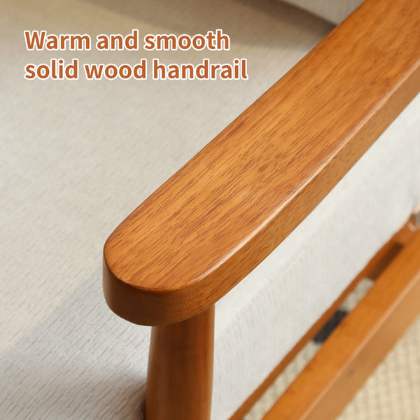 English Elm Cute Fabric Armchair Solid Wood Frame Compact Upholstered Seat for Bedroom or Apartment White W2105P420762