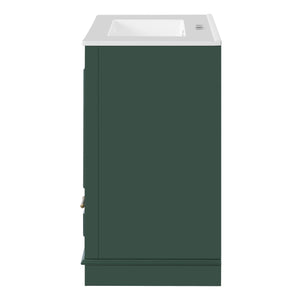English Elm 30" Elegant Bathroom Vanity with Ceramic Sink, French-Inspired Compact Cabinet with Drawer & Shelf Green N710P317676F