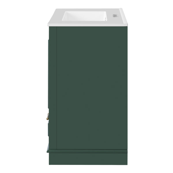 English Elm 30" Elegant Bathroom Vanity with Ceramic Sink, French-Inspired Compact Cabinet with Drawer & Shelf Green N710P317676F