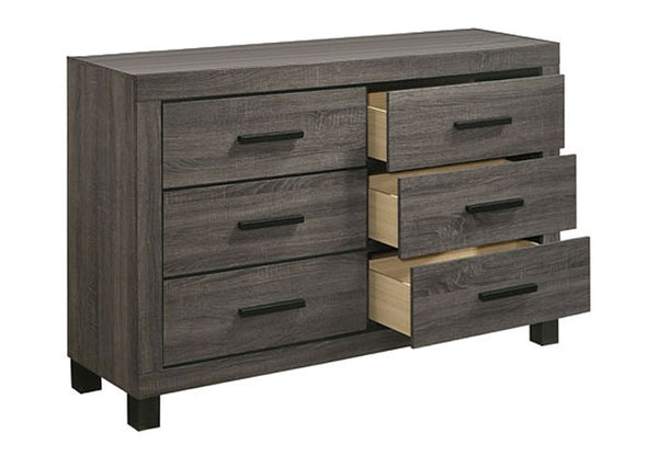 English Elm Modern Rubberwood Dresser with Full Width Bar Handles Gray Grain Finish Bedroom B011P447481