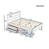 English Elm Full Size Wood Platform Bed With Removable Storage Shelves, Built-In Two Storage Drawers For Added Convenience, White