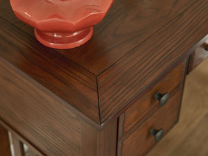 OSP Home Furnishings Modern Mission Vanity and Mirror Vintage Oak