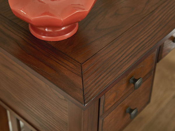 OSP Home Furnishings Modern Mission Vanity and Mirror Vintage Oak