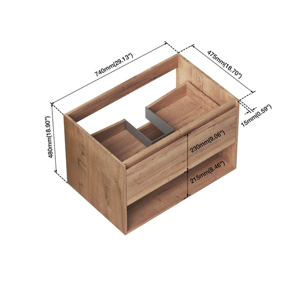 English Elm 29" Wide Wall Mounted Bathroom Cabinet Oak Finish Plywood Storage Organizer T3785P396519