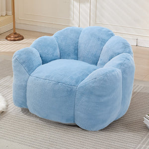English Elm Lotus Floor Bean Bag Sofa Memory Foam Filled with Pull Ring for Living Room Bedroom Blue W2311P434594