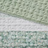 Madison Park Caralie Shabby Chic 4 Piece Seersucker Quilt Set with Throw Pillow MP13-8206 Green