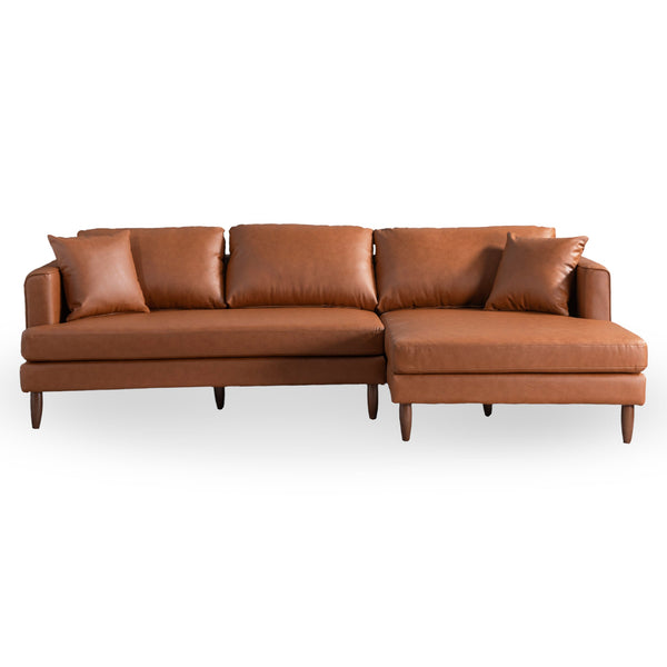 English Elm Blake Mid-century L-shaped Vegan Leather Sectional for Spacious Living Rooms B183S00196