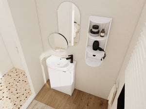 English Elm 23" Freestanding Ceramic Vessel Sink Vanity with Soft Close Cabinet and Wall Rack W999S00490