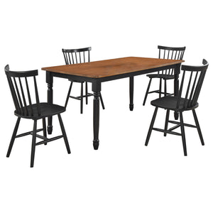 English Elm Keystone Windsor Spindle Back Rubberwood Dining Set Seats Four Cottage Farmhouse B062S01559