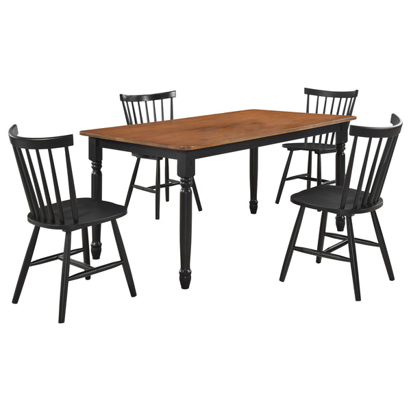 English Elm Keystone Windsor Spindle Back Rubberwood Dining Set Seats Four Cottage Farmhouse B062S01559