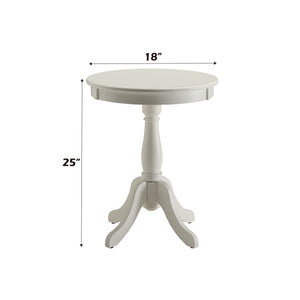 English Elm Alger Round White Finish Accent Table — Cottage Transitional Pedestal Side Table, Solid Wood Top, 40lb B2726P256196