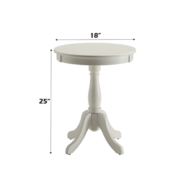 English Elm Alger Round White Finish Accent Table — Cottage Transitional Pedestal Side Table, Solid Wood Top, 40lb B2726P256196