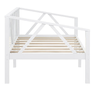 English Elm Twin Daybed Frame Solid Pine Sofa Bed for Guest Room Studio or Teen Bedroom White N708P266719K