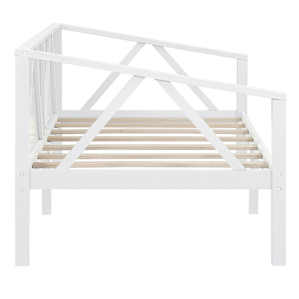 English Elm Twin Daybed Frame Solid Pine Sofa Bed for Guest Room Studio or Teen Bedroom White N708P266719K