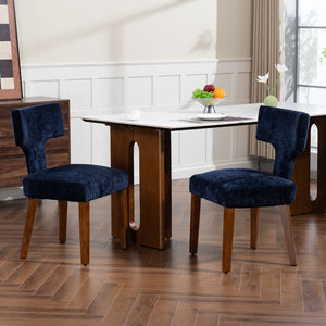 English Elm Mid Mid Century Modern Dining Chairs Set of 2 Upholstered Linen Accent Chairs with Solid Wood Frame, Ergonomic Support and Nailhead Trim Blue W794P335668