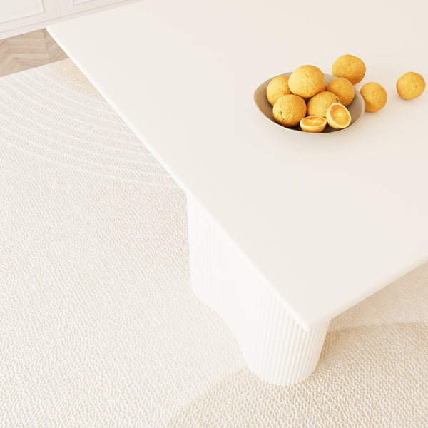 English Elm 63" Medieval-Modern Cream Dining Table Set With 4 Green Pu Chairs & Black Metal Legs For Style W2189S00759