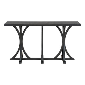 English Elm U-style Farmhouse Console Table Oak Veneer Top Curved Rubberwood Legs Entryway N711P295300B