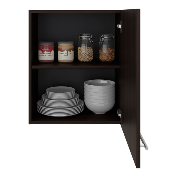 English Elm Manchester White Wall Mounted Cabinet Two Shelf Single Door Bathroom Kitchen Storage Dark Walnut B200P474564