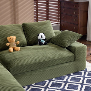 English Elm White Corduroy Compact Sofa Soft Upholstered Seating for Casual Scandinavian Living Rooms W3612S00014
