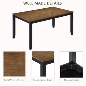 English Elm 6-Piece Timeless Farmhouse Dining Set With Bench, Black & Oak Finish, Comfort For 6 Guests W1998S00083