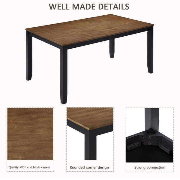 English Elm 6-Piece Timeless Farmhouse Dining Set With Bench, Black & Oak Finish, Comfort For 6 Guests W1998S00083