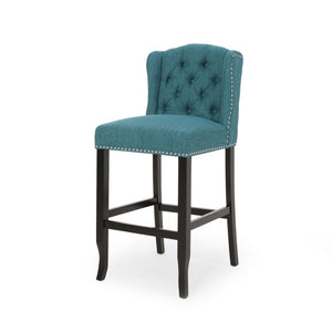 English Elm Christopher Knight Home® - Vienna Tufted Wingback Counter Stools Set of 2 — Button-Tufted Fabric, Nailhead Trim, Rubberwood Frame Teal 64856.00T