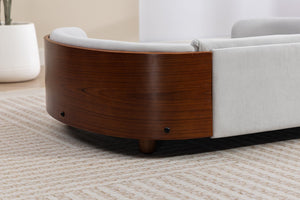 English Elm Scandinavian Elevated Dog Bed Luxury Pet Sofa with Walnut Bent Wood Back Velvet Gray, Large Size W794P366327