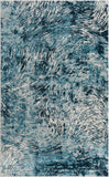 Unique Loom Oasis Wave Machine Made Abstract Rug Blue, Gray/Navy Blue/Ivory 5' 0" x 8' 0"
