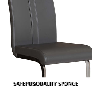 English Elm 63" Modern Brown Mdf Dining Table Set With 4 Pu Leather Chairs & Silver Legs – Stylish & Durable! W2189S00673