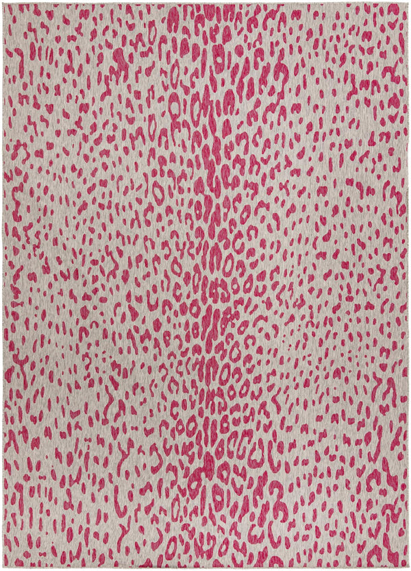 Unique Loom Outdoor Safari Samburu Machine Made Animal Print Rug Pink Gray, Ivory 10' 0" x 14' 1"