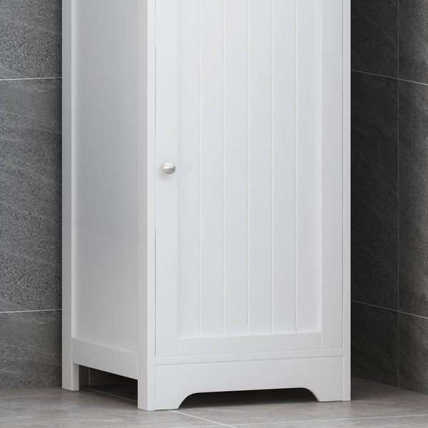 English Elm Christopher Knight Home® - BATHROOM Linen Tower Cabinet with Faux Wood Finish, Modern Slim Vertical Slat Design, Storage Organizer White 66606.00