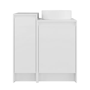 English Elm 32" Modern Freestanding Bathroom Vanity With Art Ceramic Sink & Small Storage Cabinet - Glossy White W999S00432