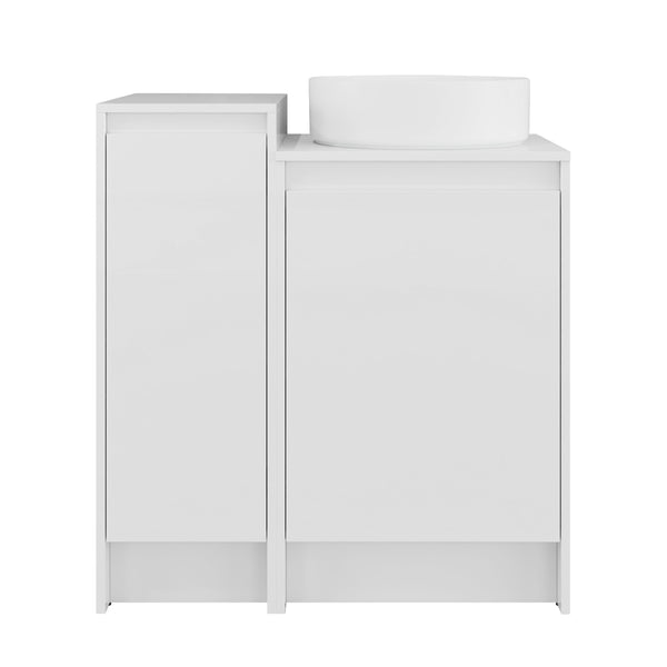 English Elm 32" Modern Freestanding Bathroom Vanity With Art Ceramic Sink & Small Storage Cabinet - Glossy White W999S00432