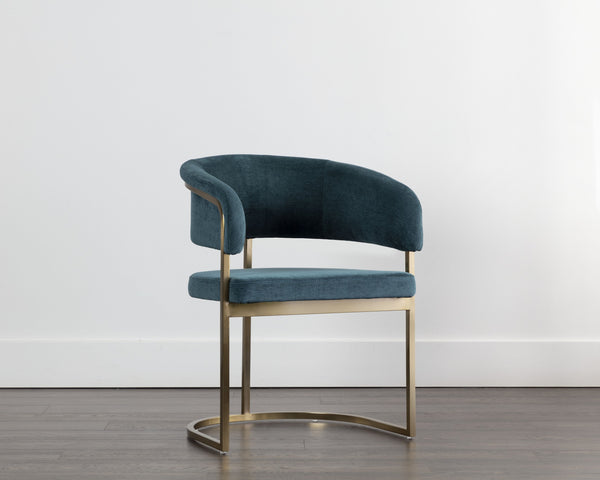 Sunpan Marris Dining Armchair - Modern Elegance with Sleek Design and Luxurious Stainless Steel Frame Gold / Danny Teal