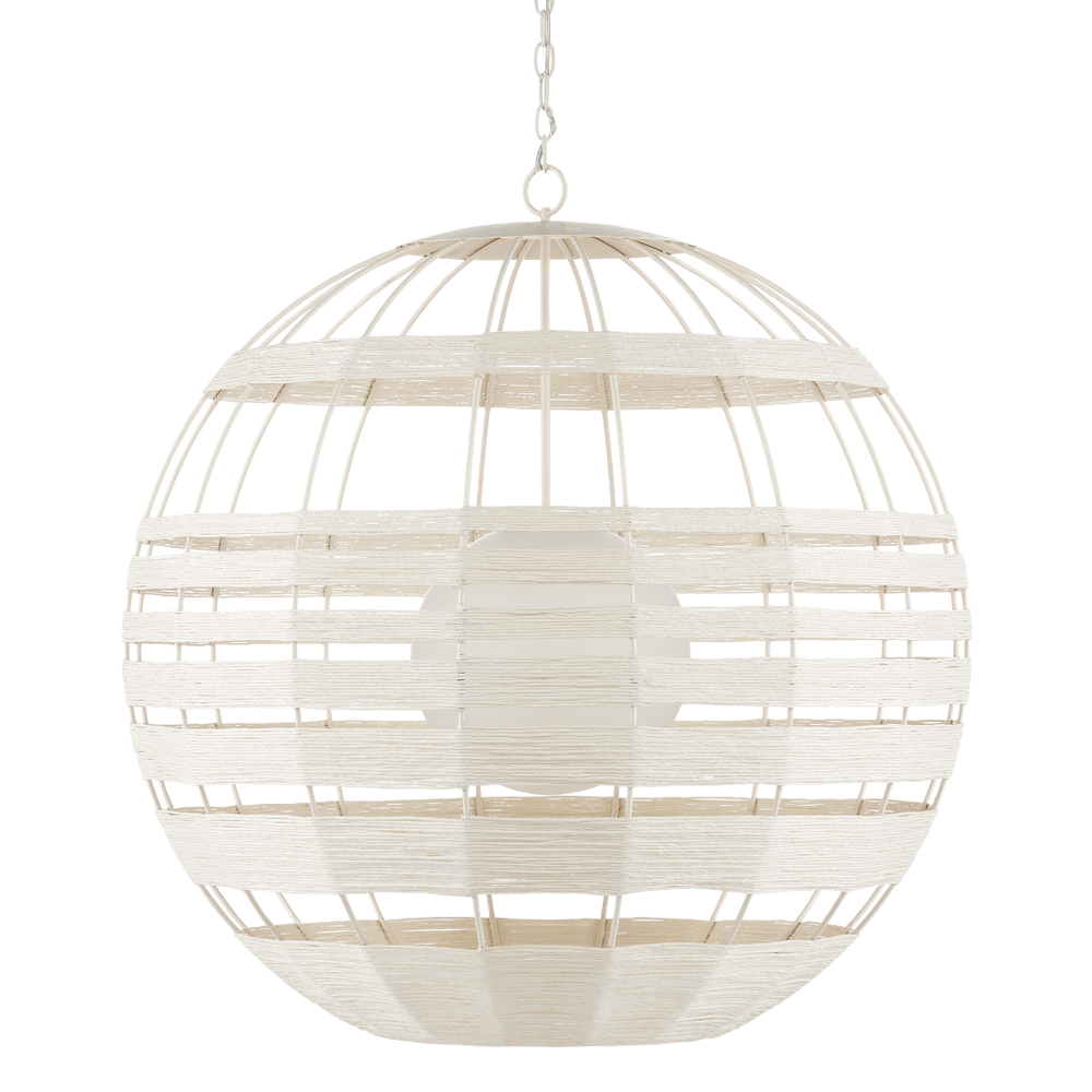 Lapsley Stunning White Orb Chandelier with Twisted Kraft Paper, Adjustable Height & Contemporary Style