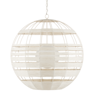 Lapsley Stunning White Orb Chandelier with Twisted Kraft Paper, Adjustable Height & Contemporary Style