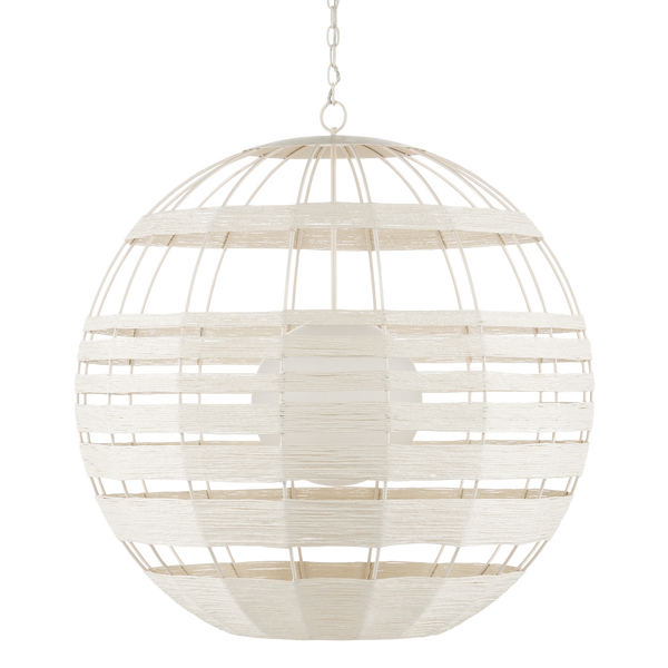 Lapsley Stunning White Orb Chandelier with Twisted Kraft Paper, Adjustable Height & Contemporary Style