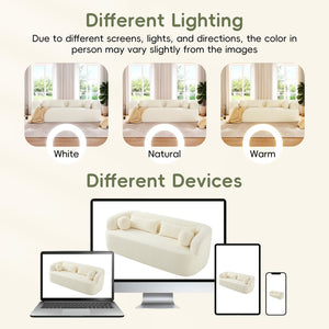 English Elm [new]86" Chenille Cloud Sofa Curved Legless 3-seater with Pocket Springs for Living Room Beige N723P404465A