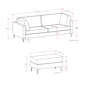 English Elm Ava 90" Mid-Century Sofa with Ottoman Set — Eco Performance Fabric, Feather-Top Cushions, Sturdy Frame Cream B136P199265