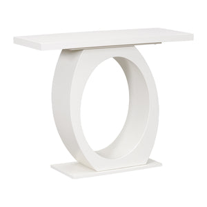 English Elm Mirod Sculptural Console Table Acacia Veneer Gloss Top Egg Base Entryway Accent Beige N760P214780W