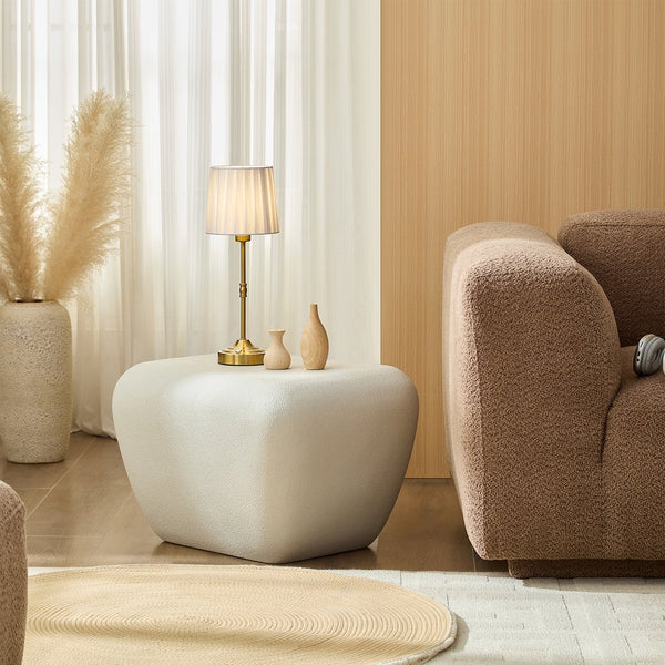 English Elm Modern Travertine Textured Fiberglass Accent Table for Minimalist Living Spaces W2085P399100